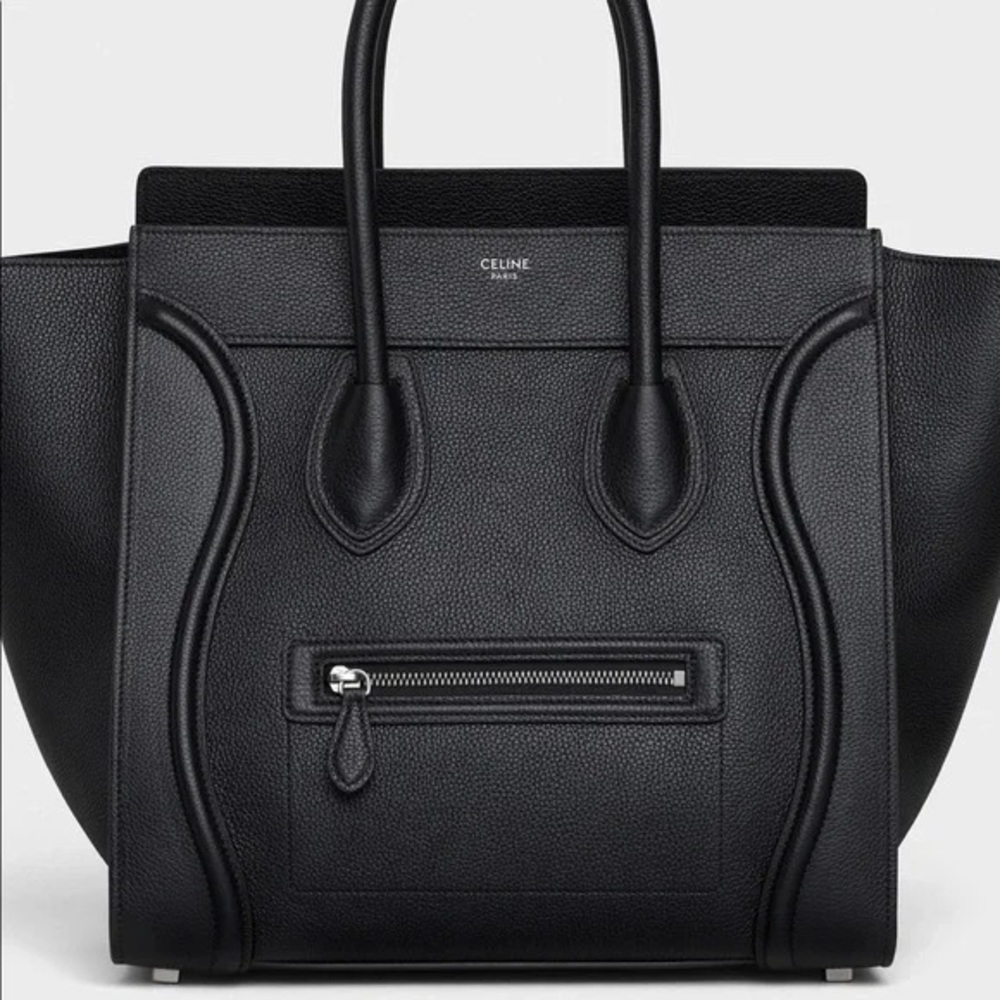 CELINE | MICRO LUGGAGE HANDBAG IN DRUMMED CALFSKIN | BLACK | LIKE NEW